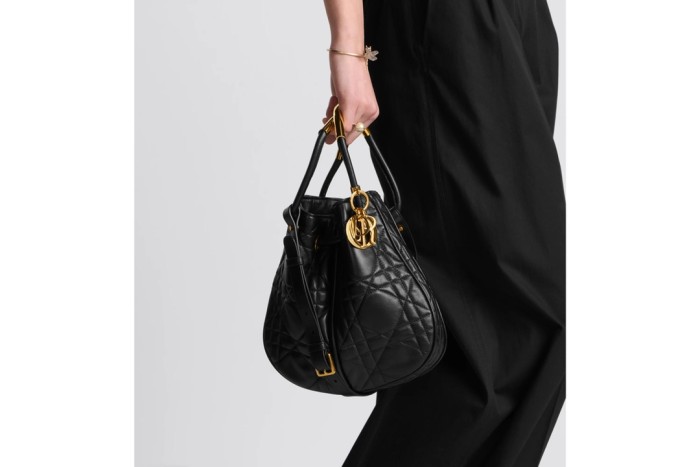 NIGO Dior Nolita Women's Black Adjustable Removable Shoulder Strap Magnetic Drawstring Closure Lambskin Shoulder Crossbody Handbag Bag Bags #nigo72827