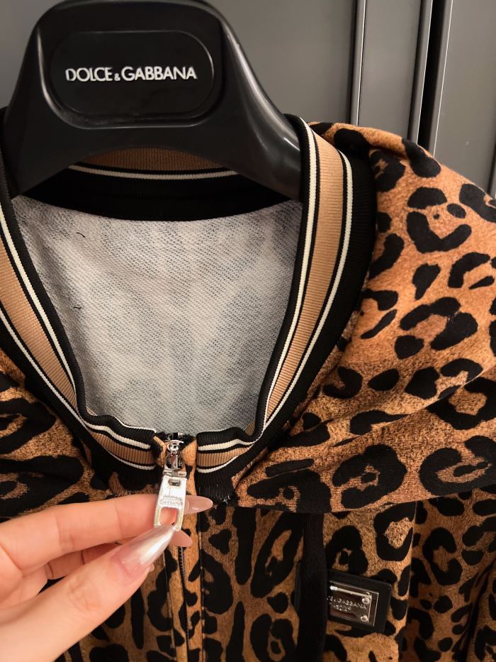 NIGO Dolce&Gabbana Women's Spring and Autumn Leopard Print Hooded Drawstring Zipper Long Sleeve Jacket #nigo72841