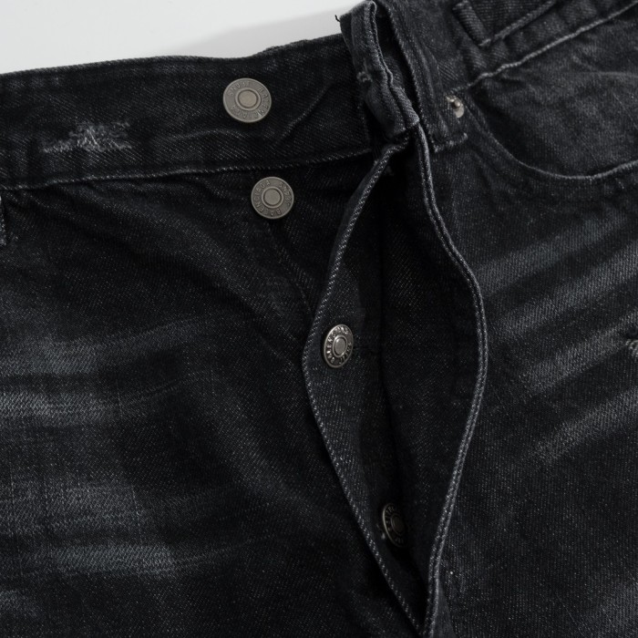 NIGO Balenciaga Men's Four Seasons Solid Color Cotton Vintage Destroyed Loose Denim Pants #nigo71442