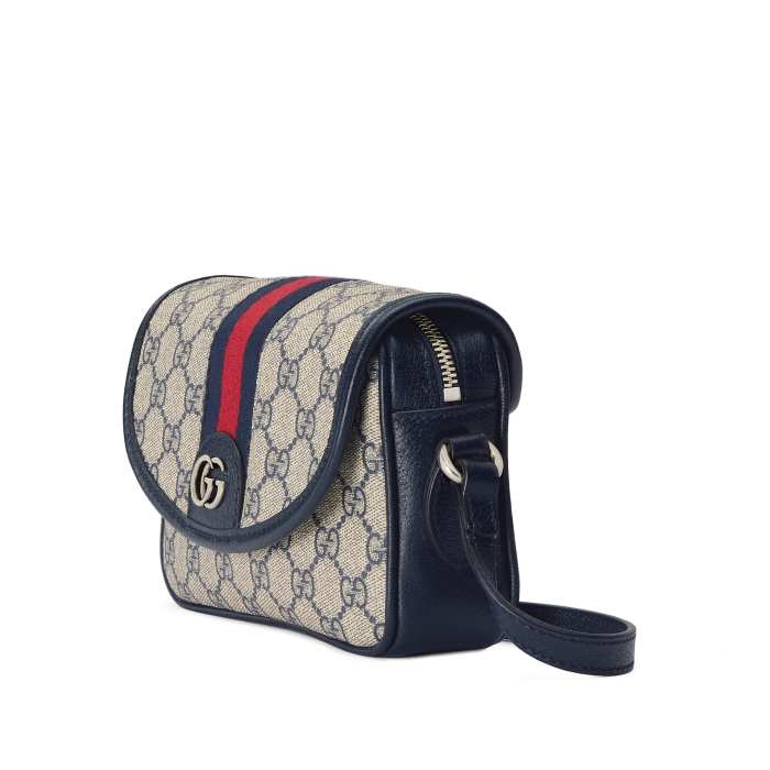 NIGO Gucci Ophidia Collection Mini Shoulder Bag Canvas Blue Leather Tumbled Double G Crossbody Bags #nigo71429