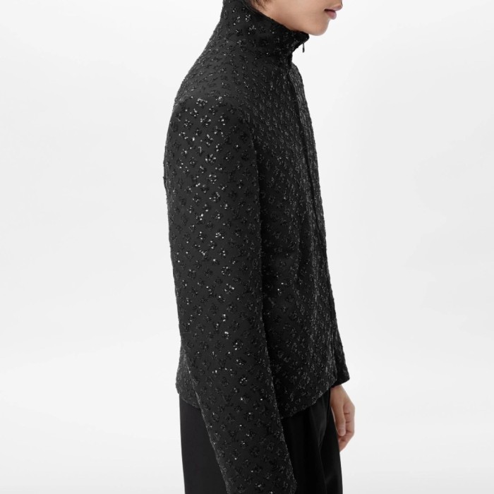 NIGO Louis Vuitton Men's Spring and Autumn Black Evening Drawstring Zipper Standing Collar Jacket Casual Pants Suit Set #nigo72849