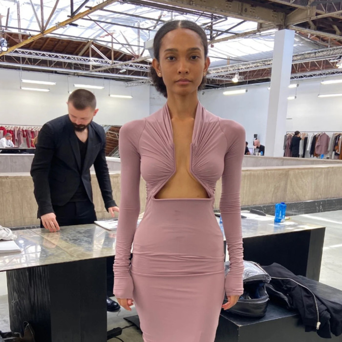 NIGO Rick Owens Women's Spring And Autumn Solid Color Hollow Structure Top Long Sleeve Sexy Fashion Versatile Tops Ngvp #nigo9132