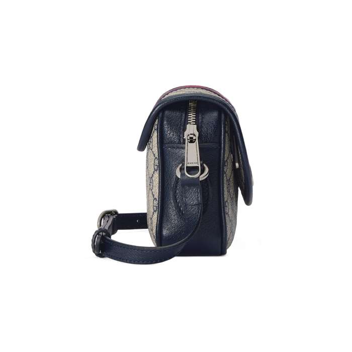 NIGO Gucci Ophidia Collection Mini Shoulder Bag Canvas Blue Leather Tumbled Double G Crossbody Bags #nigo71429