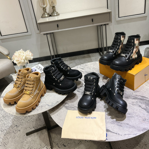 NIGO Louis Vuitton Men's and Women's Solid Color Suede Leather Lace Up Short Martin Boots Shoes #nigo72847
