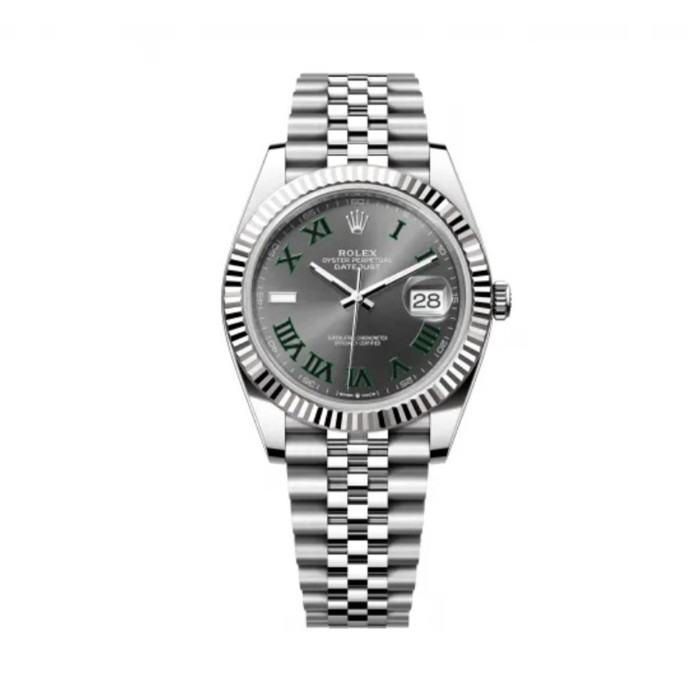 NIGO Rolex Men's Green Rolex Log Steel Strap Automatic Waterproof Movement Mechanical Watch Gray Dial #nigo71428