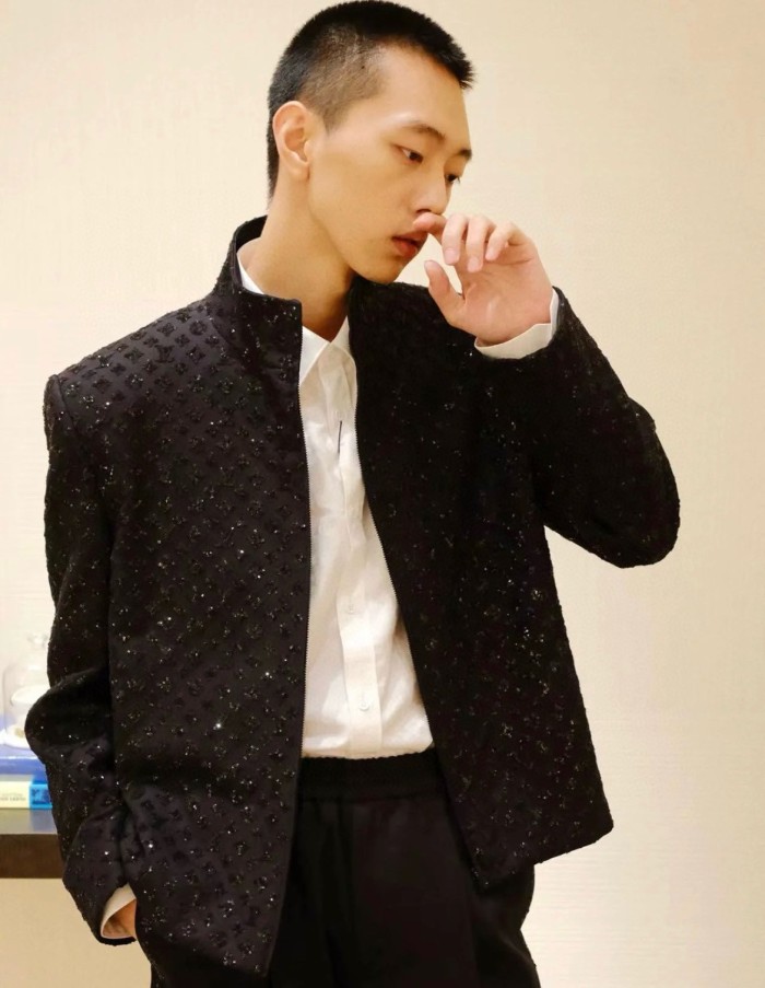 NIGO Louis Vuitton Men's Spring and Autumn Black Evening Drawstring Zipper Standing Collar Jacket Casual Pants Suit Set #nigo72849
