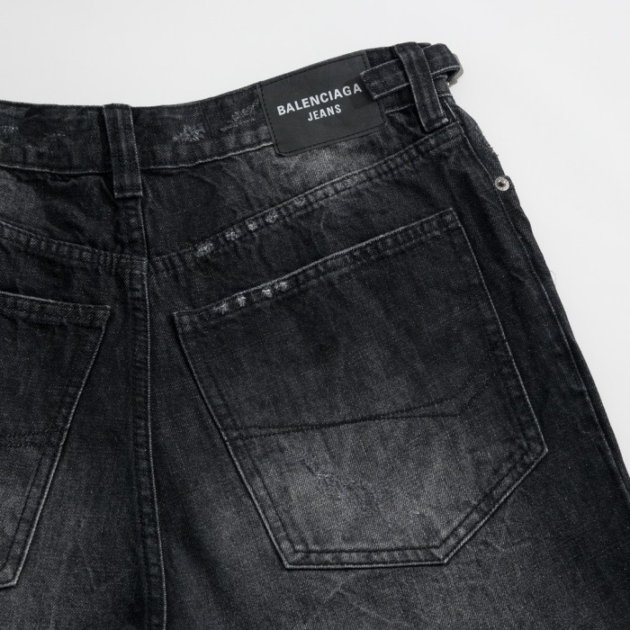 NIGO Balenciaga Men's Four Seasons Solid Color Cotton Vintage Destroyed Loose Denim Pants #nigo71442