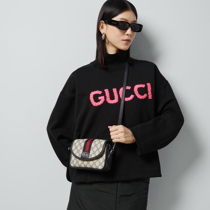 NIGO Gucci Ophidia Collection Mini Shoulder Bag Canvas Blue Leather Tumbled Double G Crossbody Bags #nigo71429