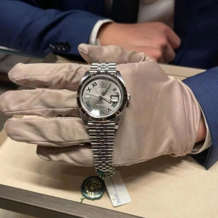 NIGO Rolex Men's Green Rolex Log Steel Strap Automatic Waterproof Movement Mechanical Watch Gray Dial #nigo71428