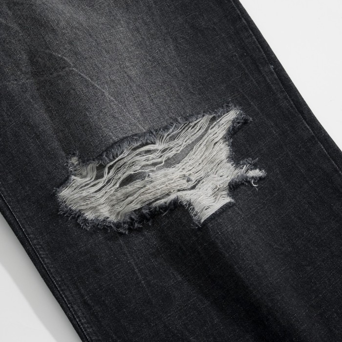 NIGO Balenciaga Men's Four Seasons Solid Color Cotton Vintage Destroyed Loose Denim Pants #nigo71442