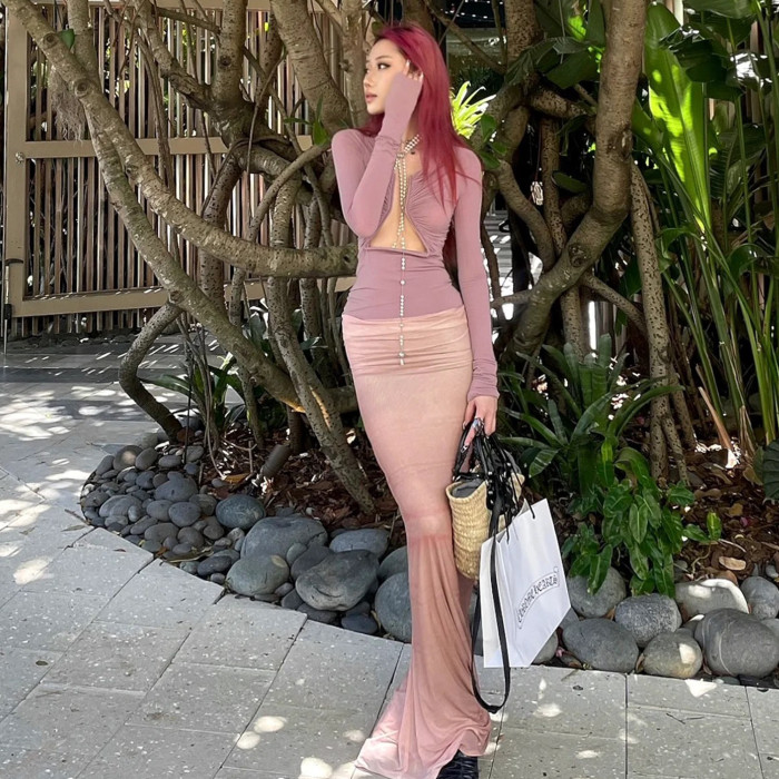 NIGO Rick Owens Women's Spring And Autumn Solid Color Hollow Structure Top Long Sleeve Sexy Fashion Versatile Tops Ngvp #nigo9132