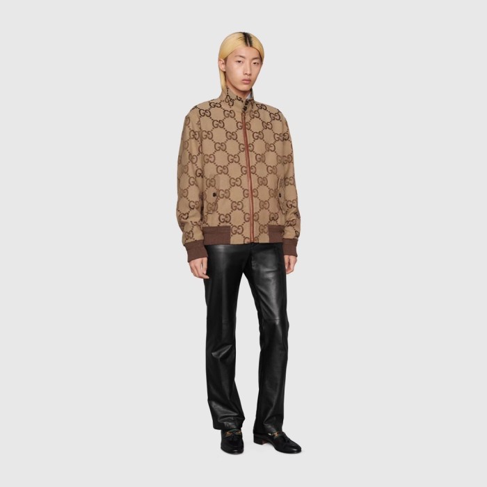 NIGO Gucci Men's Spring And Autumn GG Full Print Canvas Long Sleeve Standing Collar Fit Solid Color Jacket #nigo5161