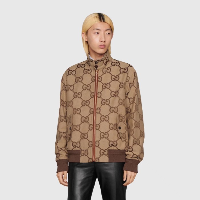 NIGO Gucci Men's Spring And Autumn GG Full Print Canvas Long Sleeve Standing Collar Fit Solid Color Jacket #nigo5161