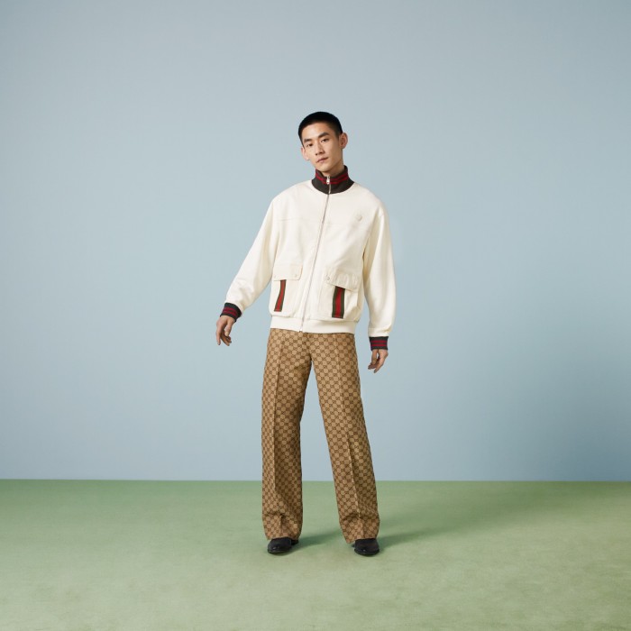 NIGO Gucci Men's Autumn Striped Standing Collar Zipper Cotton Fitted Long Sleeve Solid Color Jacket #nigo71452