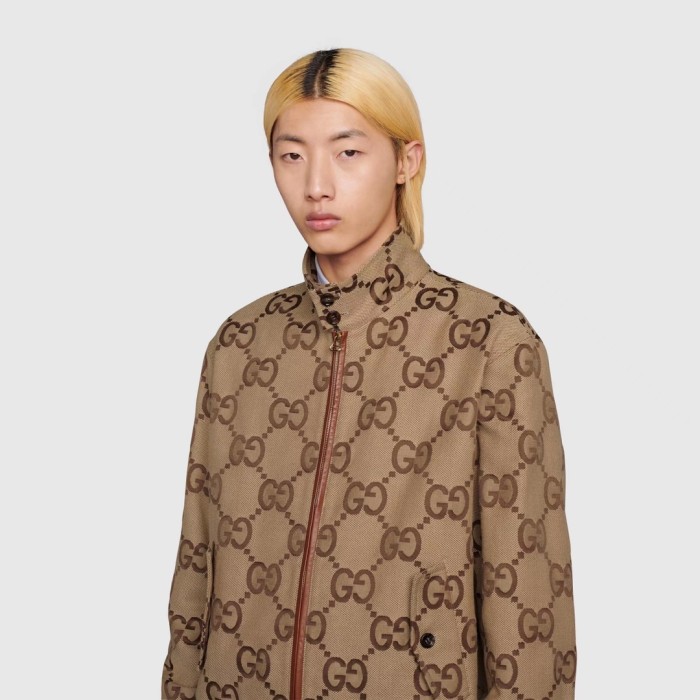 NIGO Gucci Men's Spring And Autumn GG Full Print Canvas Long Sleeve Standing Collar Fit Solid Color Jacket #nigo5161