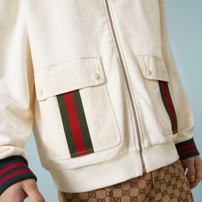 NIGO Gucci Men's Autumn Striped Standing Collar Zipper Cotton Fitted Long Sleeve Solid Color Jacket #nigo71452