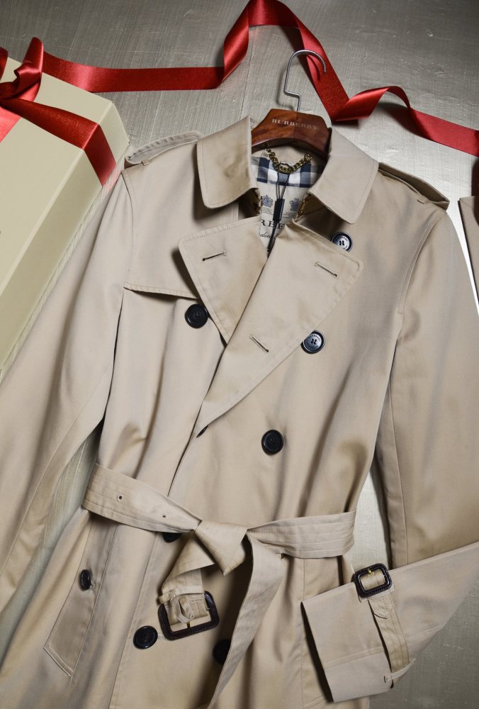 NIGO Burberry Men's Spring And Fall Solid Color Double Breasted Short Corseted Trench Coat Jacket #nigo72857