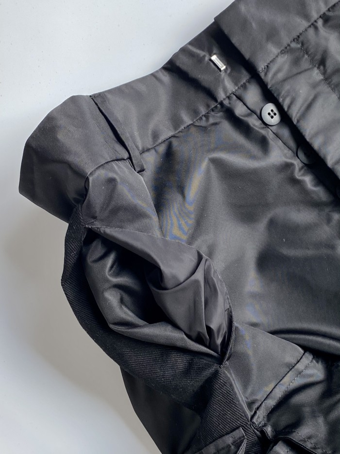 NIGO Prada Men's Spring and Autumn Black Triangle Label Multi-Pocket Zipper Nylon Workwear Long Pants #nigo72861