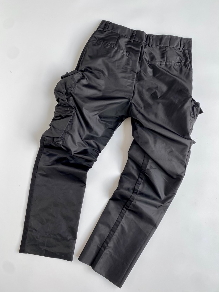 NIGO Prada Men's Spring and Autumn Black Triangle Label Multi-Pocket Zipper Nylon Workwear Long Pants #nigo72861