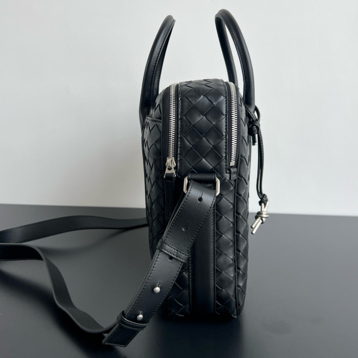 NIGO Bottega Veneta Men's Solid Color Cowhide Woven Removable Shoulder Strap Getaway Large Briefcase Casual Shoulder Bag #nigo71454