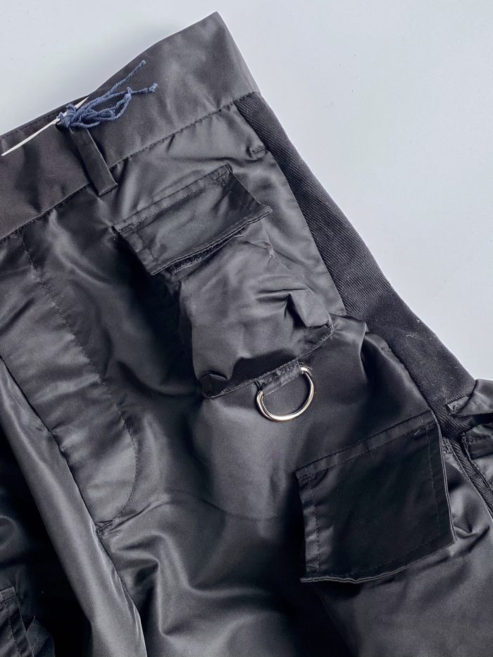 NIGO Prada Men's Spring and Autumn Black Triangle Label Multi-Pocket Zipper Nylon Workwear Long Pants #nigo72861