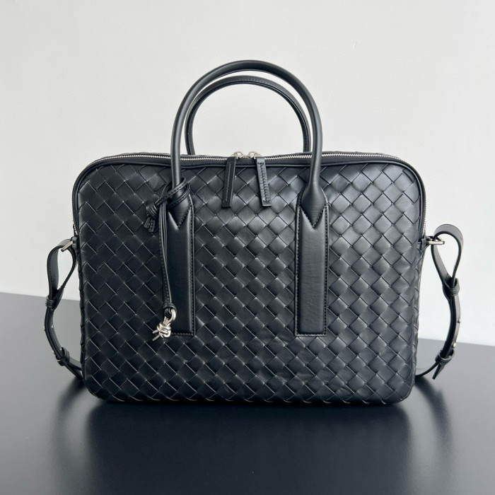 NIGO Bottega Veneta Men's Solid Color Cowhide Woven Removable Shoulder Strap Getaway Large Briefcase Casual Shoulder Bag #nigo71454