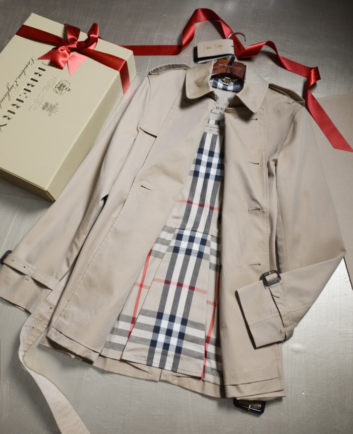 NIGO Burberry Men's Spring And Fall Solid Color Double Breasted Short Corseted Trench Coat Jacket #nigo72857