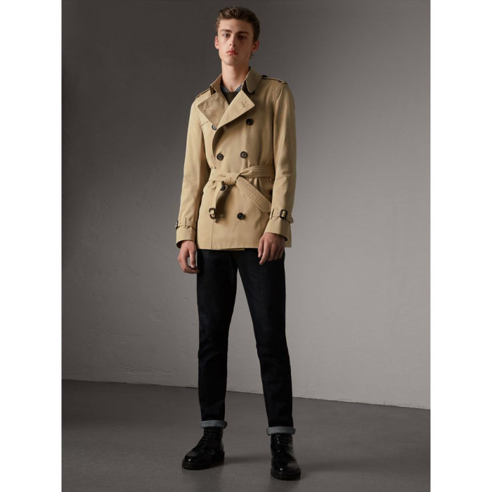 NIGO Burberry Men's Spring And Fall Solid Color Double Breasted Short Corseted Trench Coat Jacket #nigo72857