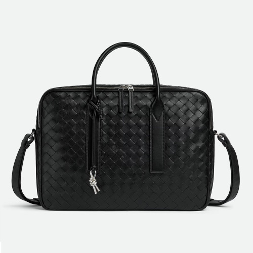 NIGO Bottega Veneta Men's Solid Color Cowhide Woven Removable Shoulder Strap Getaway Large Briefcase Casual Shoulder Bag #nigo71454