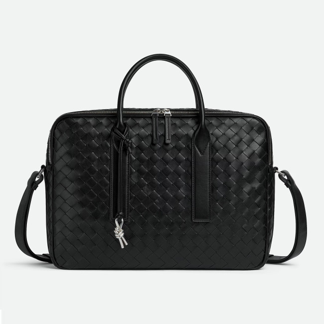 NIGO Bottega Veneta Men's Solid Color Cowhide Woven Removable Shoulder Strap Getaway Large Briefcase Casual Shoulder Bag #nigo71454