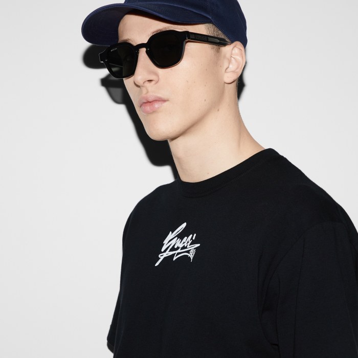 NIGO Gucci Men's Spring And Summer All Black Letters Printed Knitted Cotton T-shirt Retro Fashion Loose Short-sleeved T-shirt #nigo71485