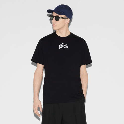 NIGO Gucci Men's Spring And Summer All Black Letters Printed Knitted Cotton T-shirt Retro Fashion Loose Short-sleeved T-shirt #nigo71485
