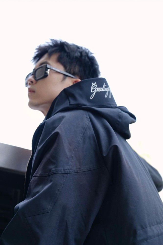 NIGO Louis Vuitton Men's Solid Logo Embroidered Hooded Zipper Blue Long Sleeve Fitted Parker Jacket Coat #nigo71458