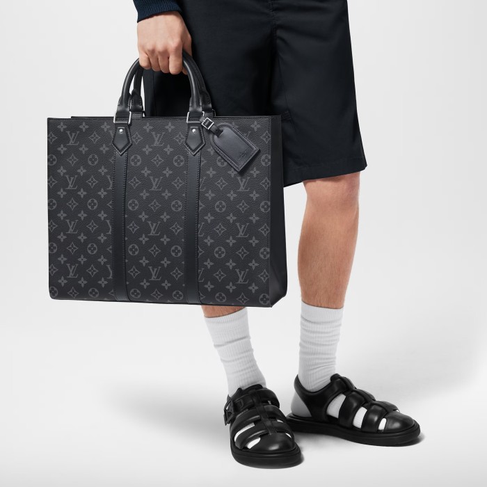 NIGO Louis Vuitton Men's SAC PLAT 24Hlogo Printed Leather Shoulder Handbag Solid Color Casual Briefcase Bags #nigo71464