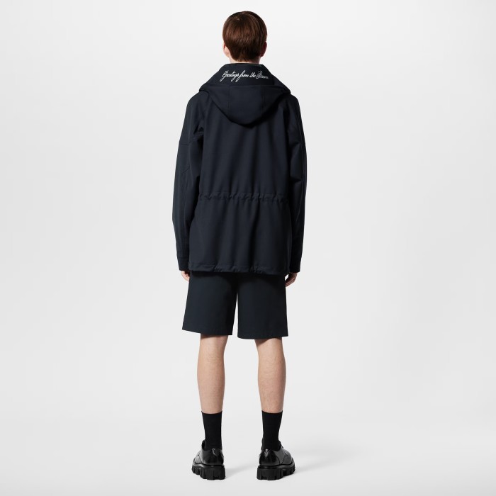 NIGO Louis Vuitton Men's Solid Logo Embroidered Hooded Zipper Blue Long Sleeve Fitted Parker Jacket Coat #nigo71458