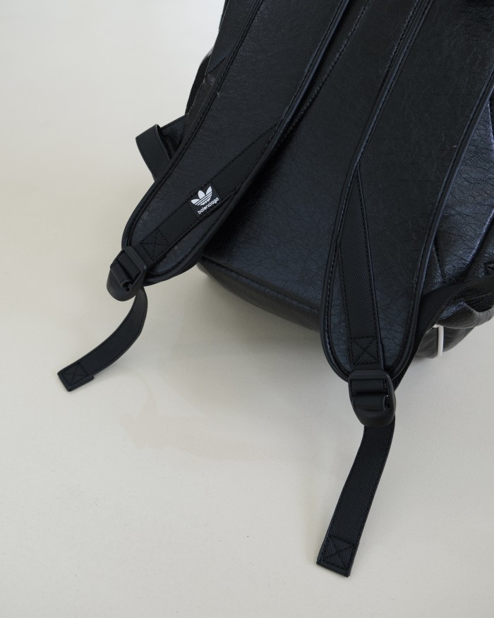NIGO Balenciaga X Adidas Men's Embossed Logo Zipper Closure Backpack Casual Stripe Solid Leather Shoulder Bag #nigo71465