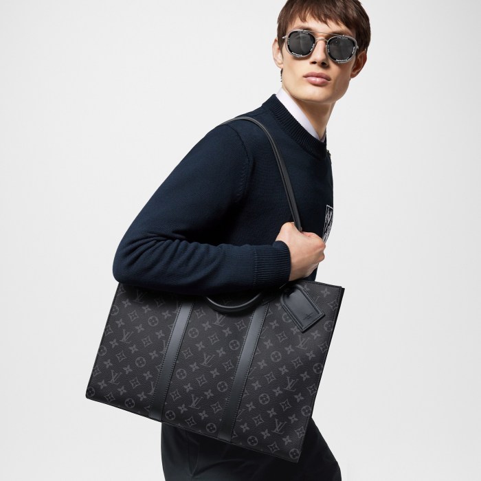 NIGO Louis Vuitton Men's SAC PLAT 24Hlogo Printed Leather Shoulder Handbag Solid Color Casual Briefcase Bags #nigo71464