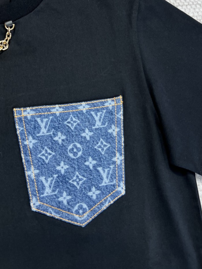 NIGO Louis Vuitton Women's Summer Logo Printed Round Neck Fitted Solid Color Straight Short Sleeve T-Shirt #nigo71469