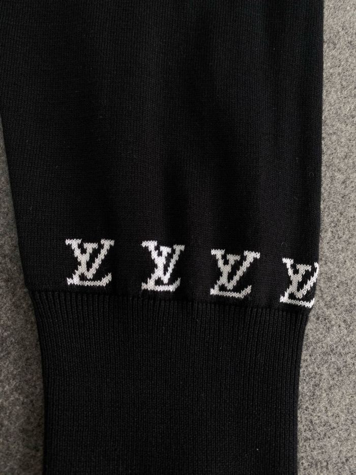 NIGO Louis Vuitton Men's Spring And Fall Logo Printed Crew Neck Black Cotton Long Sleeve Fitted Sweater #nigo71473