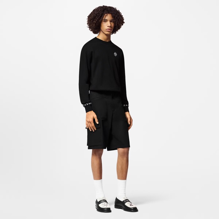 NIGO Louis Vuitton Men's Spring And Fall Logo Printed Crew Neck Black Cotton Long Sleeve Fitted Sweater #nigo71473