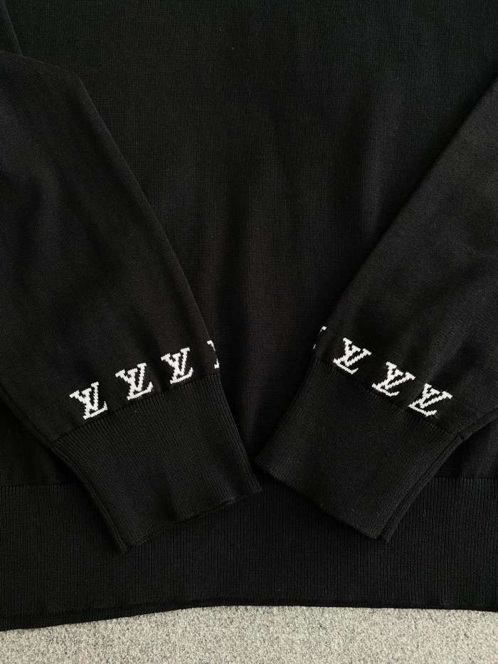 NIGO Louis Vuitton Men's Spring And Fall Logo Printed Crew Neck Black Cotton Long Sleeve Fitted Sweater #nigo71473