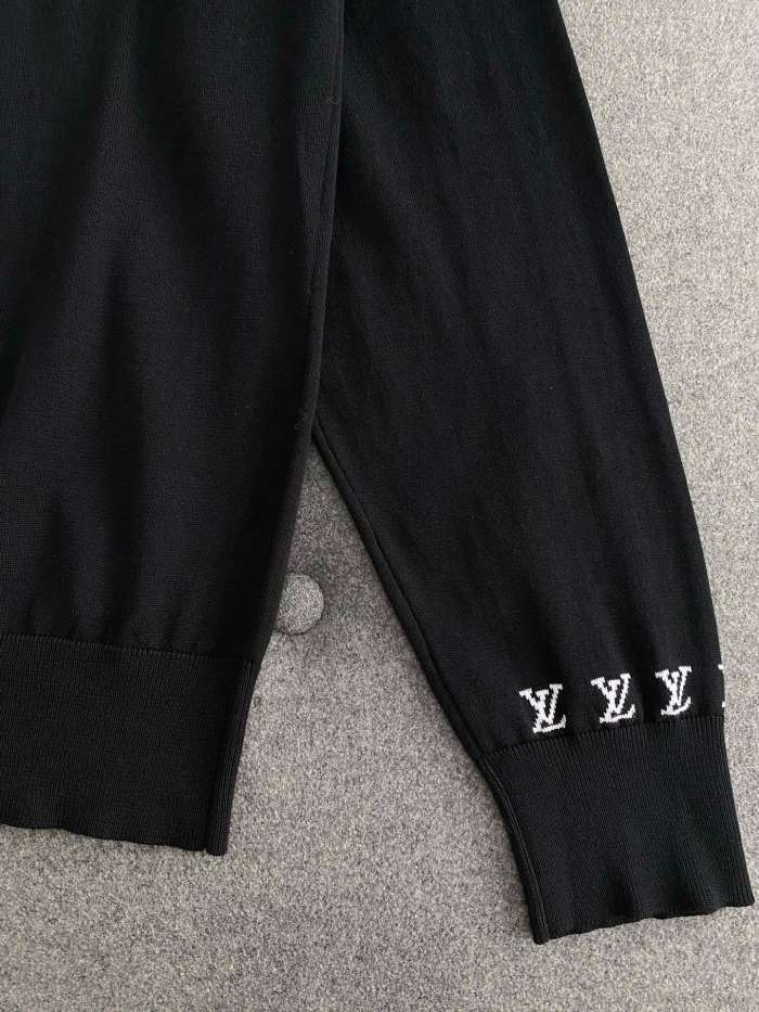 NIGO Louis Vuitton Men's Spring And Fall Logo Printed Crew Neck Black Cotton Long Sleeve Fitted Sweater #nigo71473