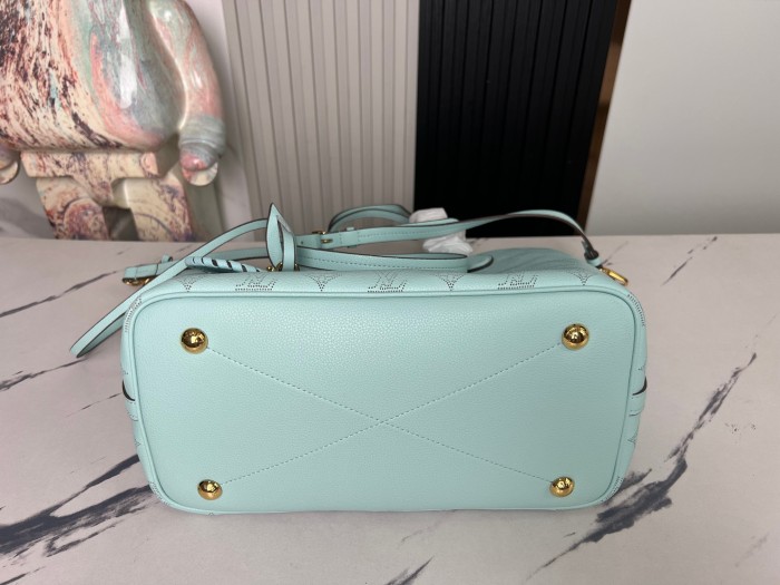 NIGO Louis Vuitton Women's Fashion BLOSSOM Handbag Adjustable Shoulder Strap Perforated Logo Casual Leather Solid Color Bucket Bag #nigo71515