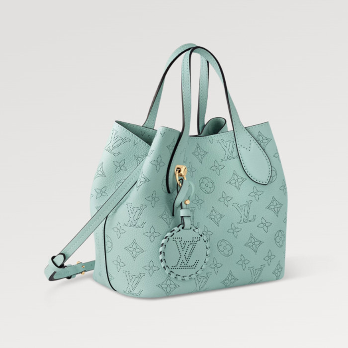 NIGO Louis Vuitton Women's Fashion BLOSSOM Handbag Adjustable Shoulder Strap Perforated Logo Casual Leather Solid Color Bucket Bag #nigo71515