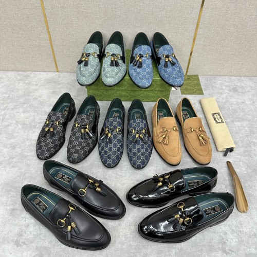 NIGO Gucci Jordaan Collection Men's Horsebit Tassel Loafers Leather Shoes Cowhide Vintage Fashion Driving Shoes #nigo71499