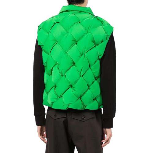 NIGO Bottega Veneta Men's Women's Woven Down Vest Solid Color Standing Collar Single Breasted White Duck Down Jacket Vest Ngvp #nigo7216