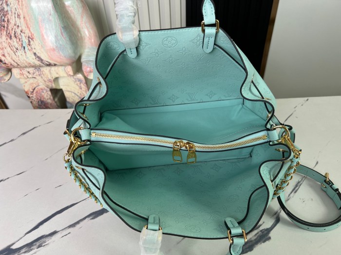 NIGO Louis Vuitton Women's Fashion Solid Color Bella Tote Leather Handbag Leisure Drawstring Closure Bucket Bag #nigo71513