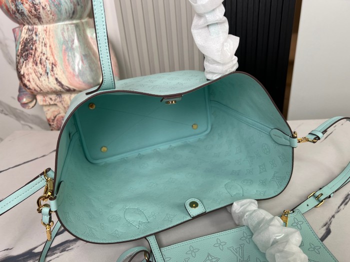 NIGO Louis Vuitton Women's Fashion BLOSSOM Handbag Adjustable Shoulder Strap Perforated Logo Casual Leather Solid Color Bucket Bag #nigo71515