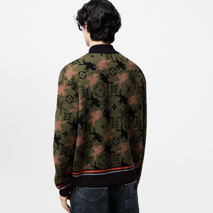 NIGO Louis Vuitton Men's Spring Autumn Solid Color Jacquard Pattern Sheep Wool Pilot Knit Long Sleeve Coat Jacket #nigo71534