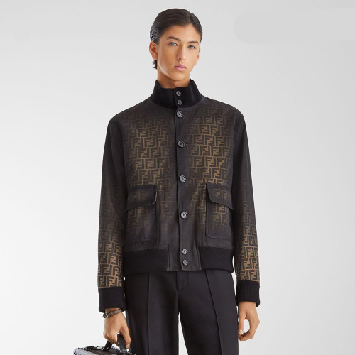 NIGO Fendi  Men's Tight Jacket Canvas Ff Eclissi Jacket Vintage Gradient Aged Fashion Casual Jacket #nigo71554
